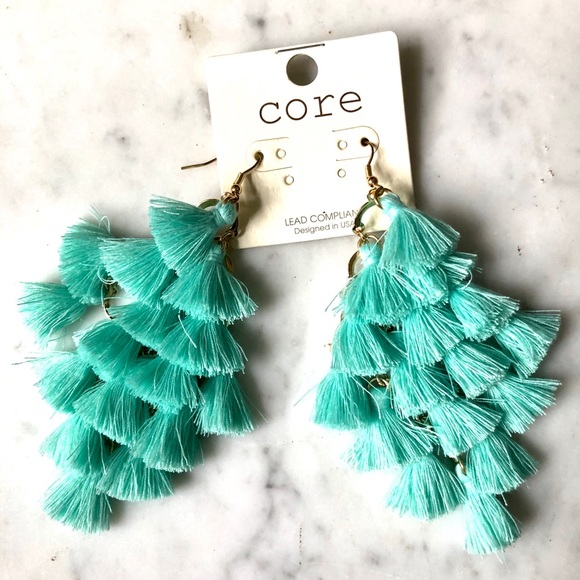 NWT Core Turquoise Chandelier Tassel Earrings - Picture 1 of 3